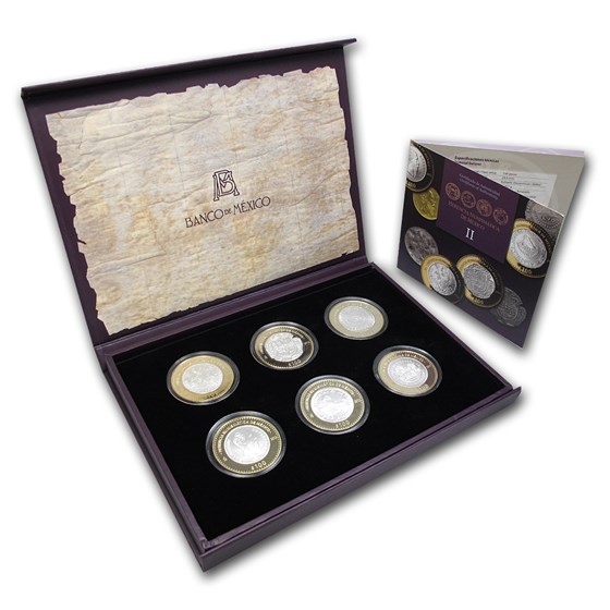 2012 Mexico 6-Coin Silver Numismatic Heritage Set (Series II) 2012 Mexico 6-Coin Silver Numismatic Heritage Set (Series II)